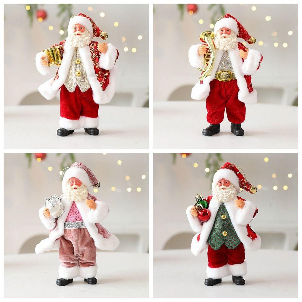 Standing Posture Santa Claus Figurine Cute Christmas Home Decorations  Office Decor