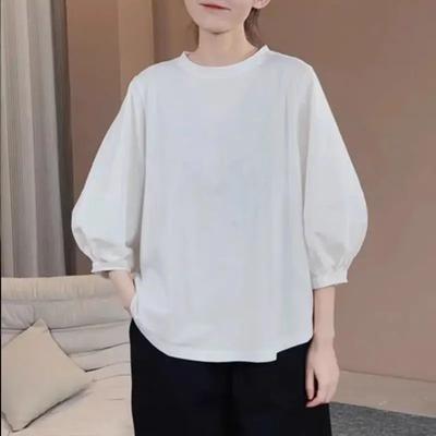 Codzienny top z rękawem 3/4 Nowy Wszechstronny i Szykowny T-shirt z rękawem typu latarnia