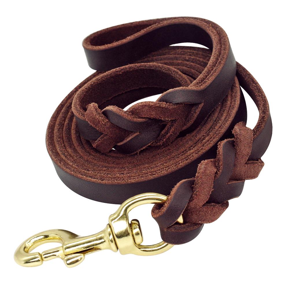 braided leather dog leash