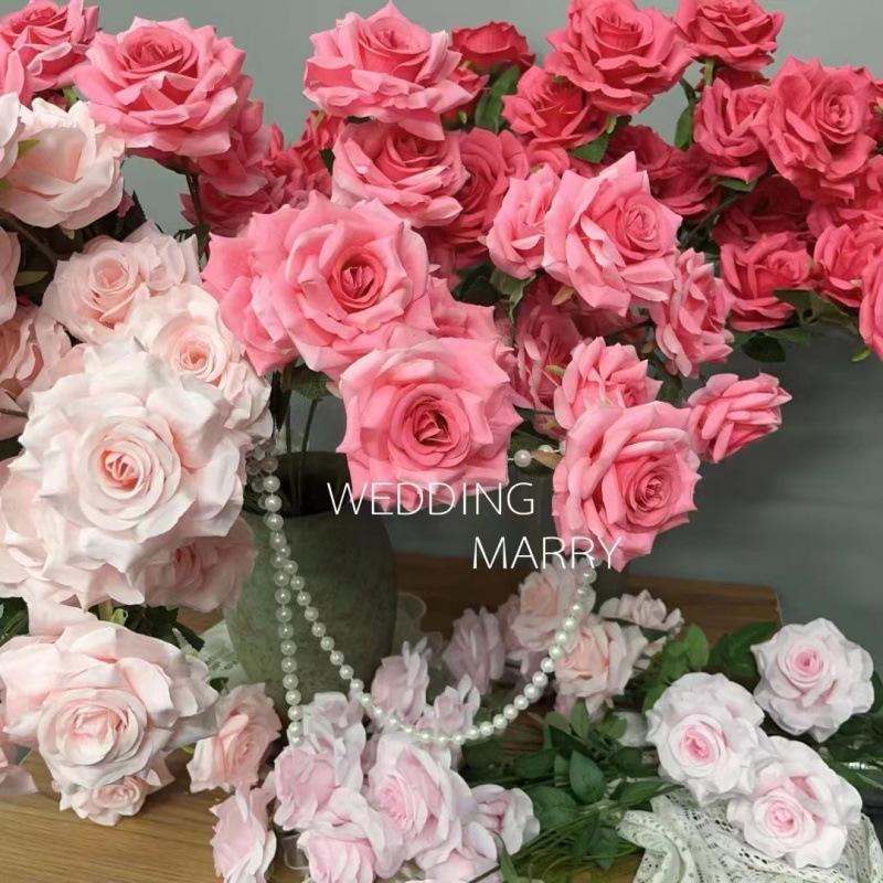 Multiflora Simulation High-Stemmed Purple Rose Arrangement - Light & Dark Silk Artificial Flowers