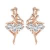 585 Ballet Girl, Earrings, Wind Power Copper Zircon, Personality Trend Earrings