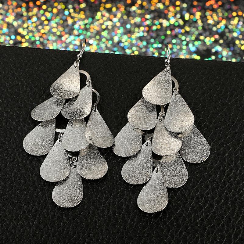 Women Simple Retro Earrings Scale Water Drop Design Eardrop Jewelry Ear Decoration