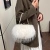 Yogodlns Luxe nepbont avondtasje Pluizige effen kleur schoudertas Grote capaciteit Parelhandvat Clutch Crossbodytas Voor dames