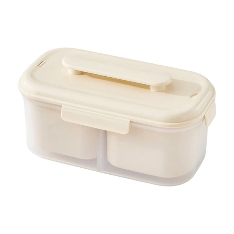 

Two Compartment Bentos Box Spacious Divided Food Storage Container With Lid For Workouts Office Use білий