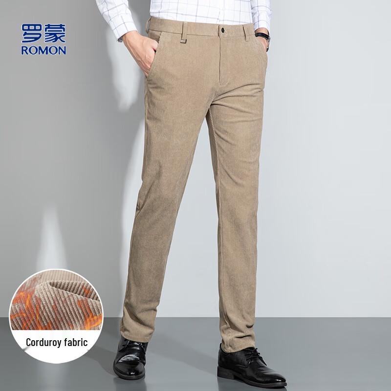 Luomeng Men's Corduroy Casual Straight-Leg Trousers