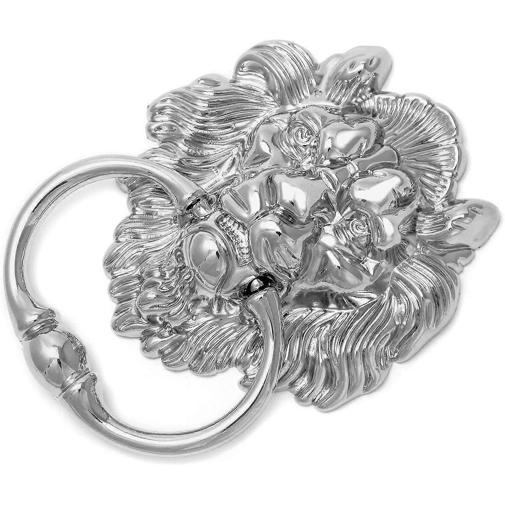 Lion Head Knocker with Screws, Large Silver Lion for Front Doors & Main Porches Accessories(1pcs)