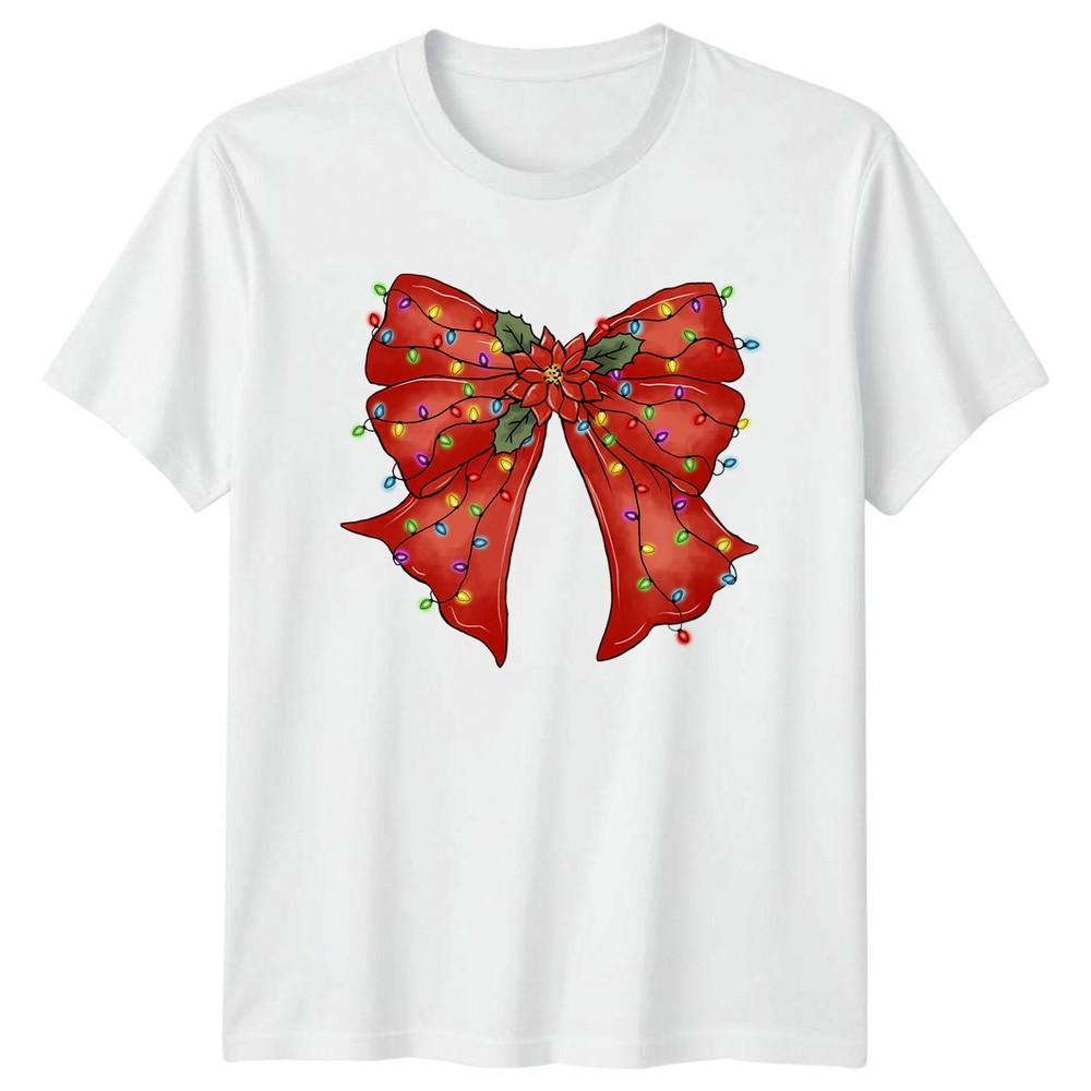 Christmas Bow Lights Holiday Unisexs TShirt Unisexs Tee Graphic Unisex Top S
