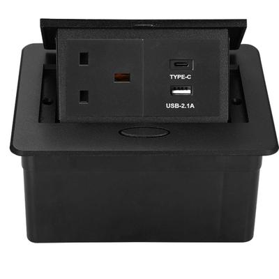 Recessed Socket 3 Prong Outlet Type C and USB Port Desktop   Up Power Receptacle Box