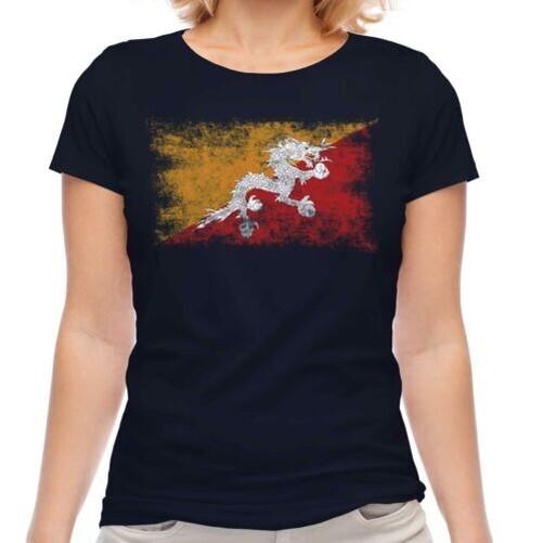 

Bhutan Afflict Flag Women T-Shirt Druk Yul Football Bhutanese Gift L