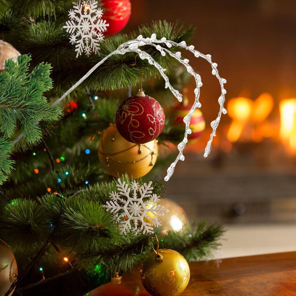 Christmas Tree Picks Stem Branches Glitter Garland Christmas Greenery For Crafts For Indoor Holiday Winter Fall Mantle Outdoor