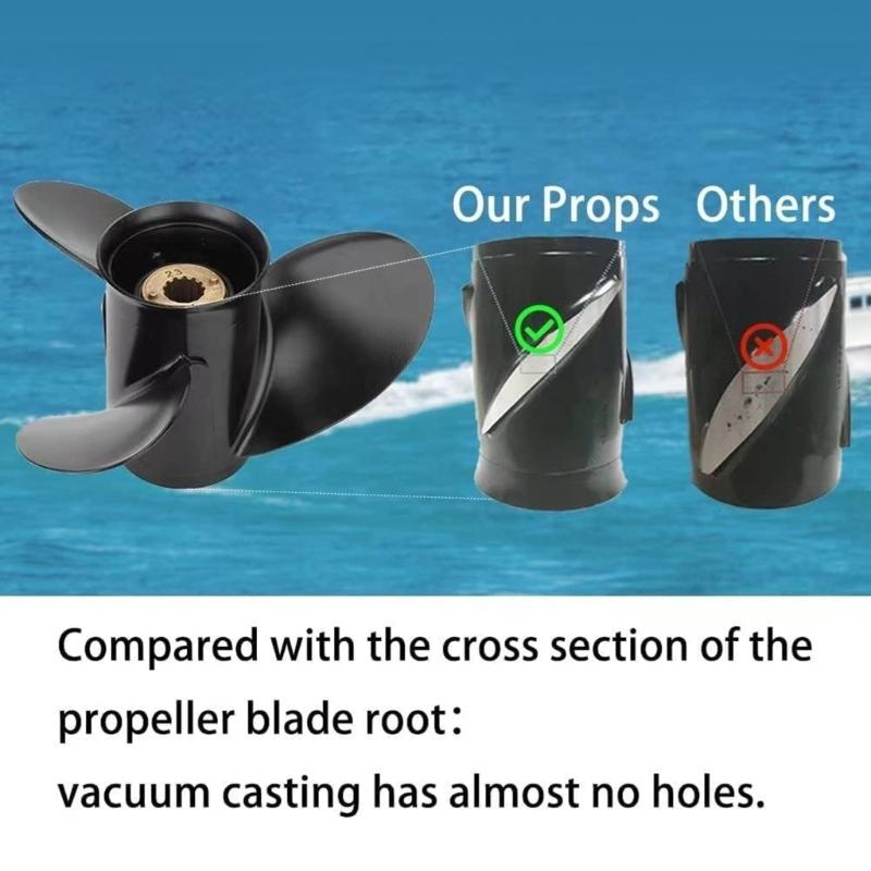 3-Blatt Außenborder-Propeller für 25PS 30PS 35PS 40PS 45PS 48PS 50PS 55PS 60PS 70PS Motoren 48-816704A45, 13 Zähne Keilverzahnung