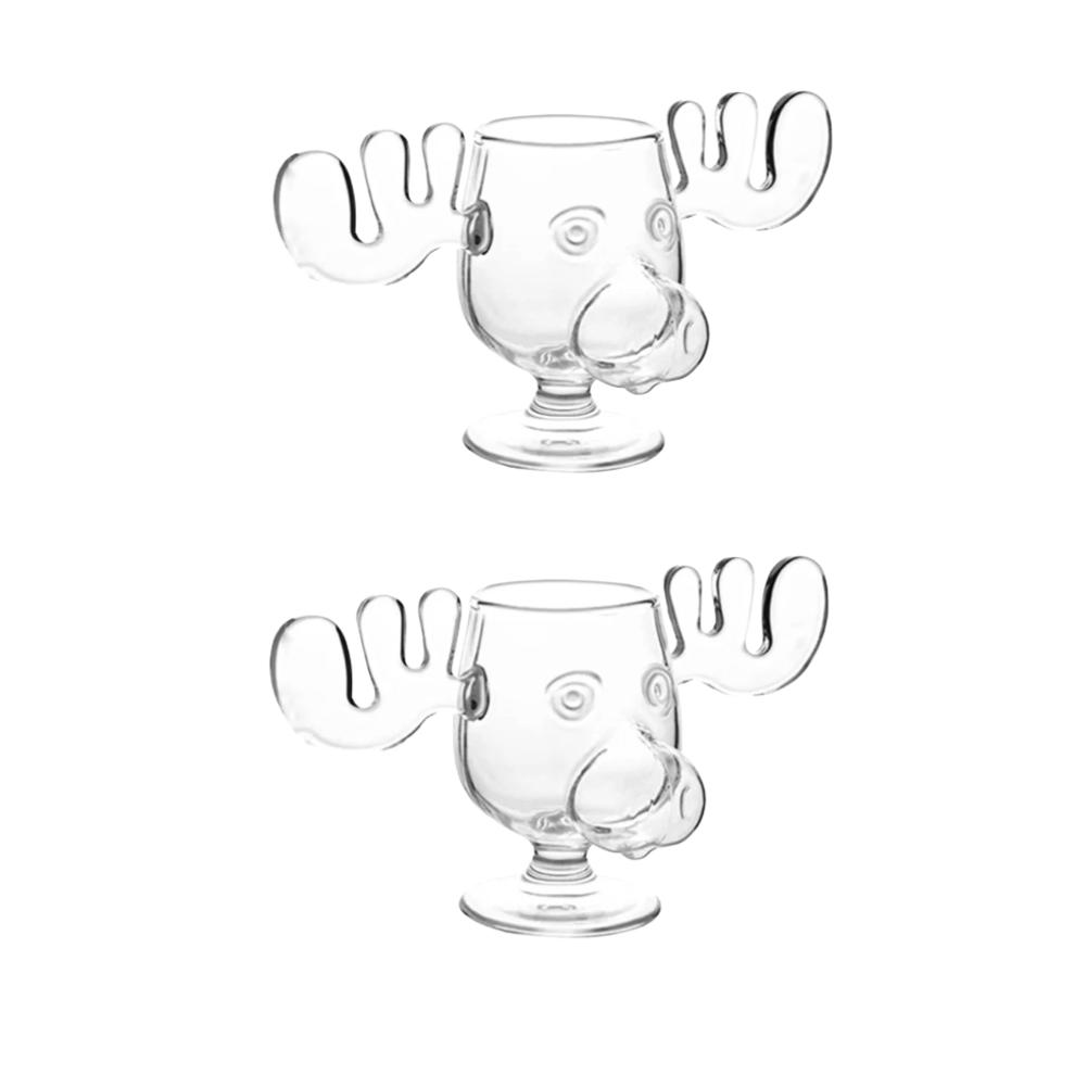Christmas Elk Glass Cup 8Oz Milk Moose Mug Christmas Reindeer Head Beer Water Cup Xmas Holiday Party Drinkware Gifts