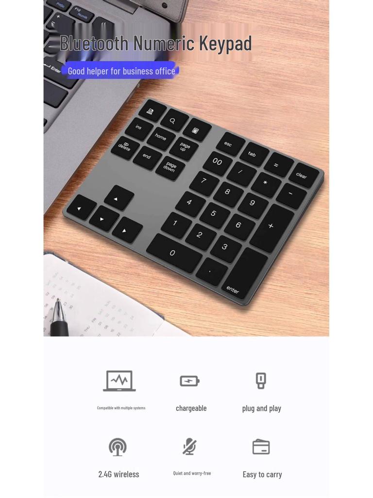 Bluetooth Mini Wireless Keyboard - Silent, Portable, Aluminum Alloy, Compatible with Laptops, iOS, Mac, and External Devices