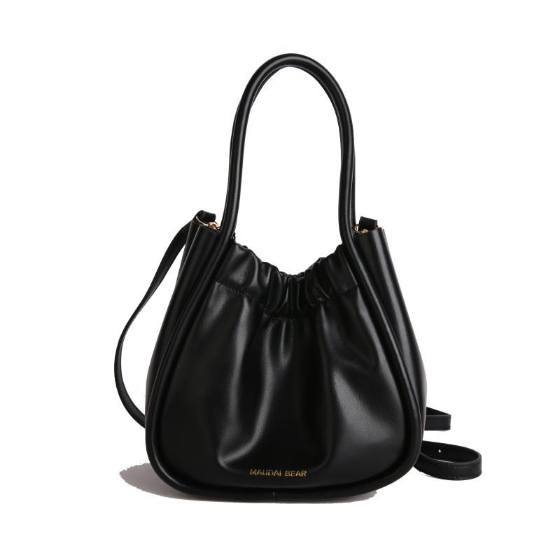 IELGY Ladies Messenger Bag Korean Version Pleated Casual Commuter Bucket Bag Portable