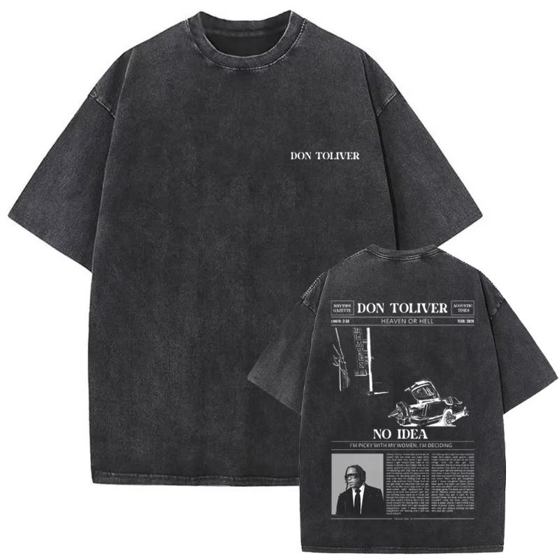 Washed Vintage Rapper Don Toliver Hardstone Psycho Album Print T Shirts Unisex Women Fashion Hip Hop Oversized Tshirts Streetwear