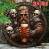 Art Mural Métal Viking Décoration Norroise Vintage Squelette Chope à Bière
