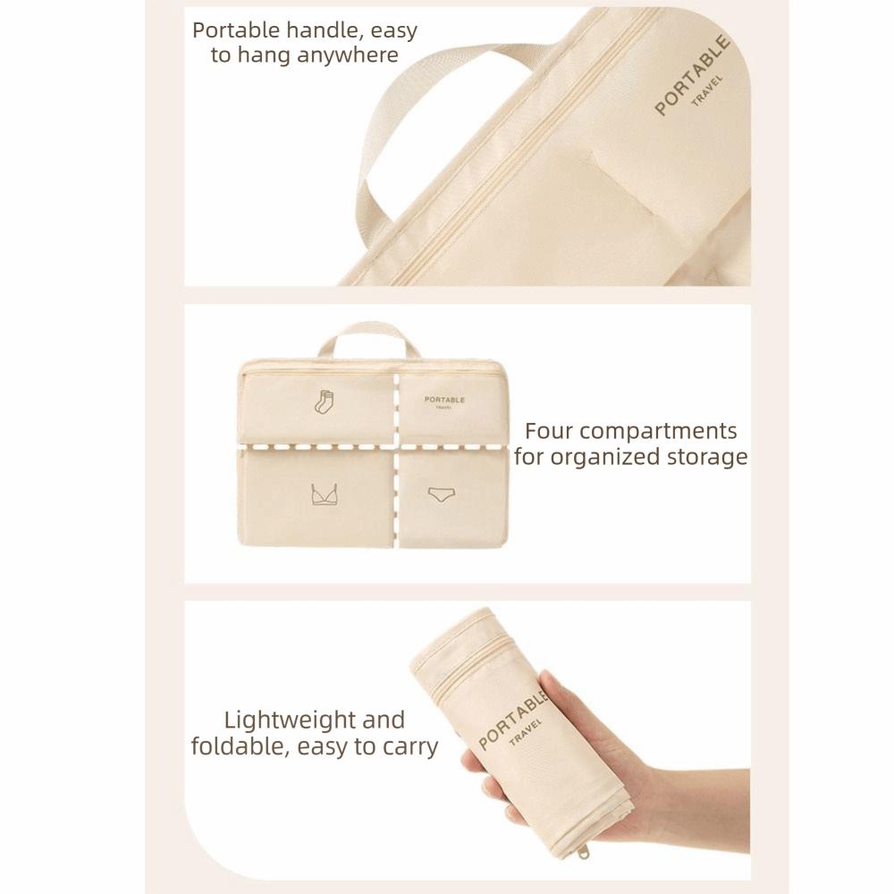 Large Capacity Hanging Clothes Bag Foldable With Handle Closet Socks Dispenser Smooth Zipper Space-Saving Travel Packing Cube