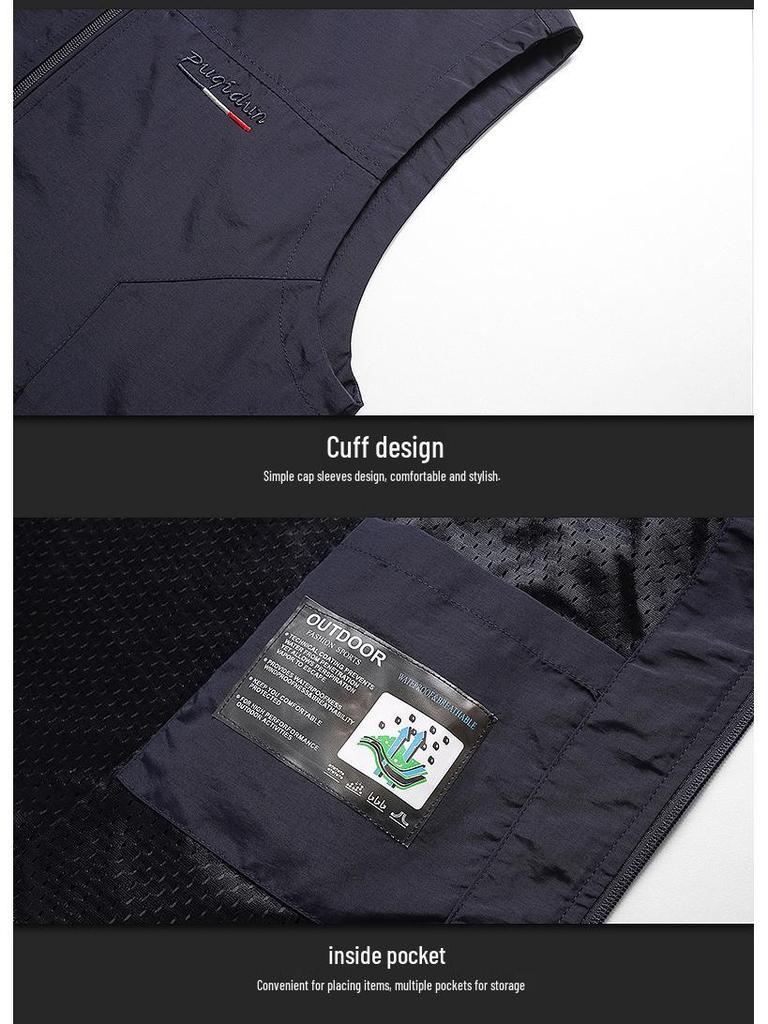 Letní venkovní sportovní vesta: Prodyšný jednobarevný top pro rybaření a cyklistiku s vlastní výšivkou