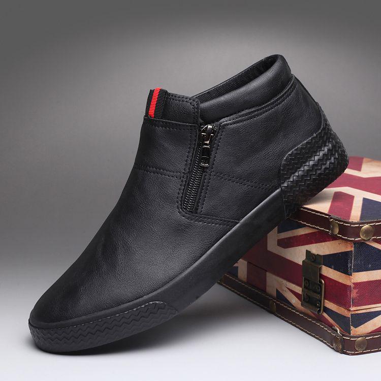 

Men s Waterproof Winter High-Top Leather Slip-On Skate Boots, Fleece-Lined for Warmth Size 38