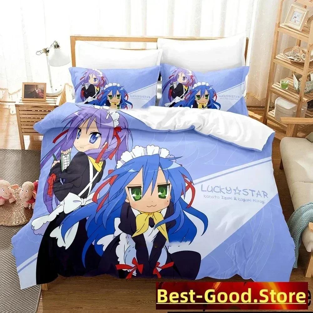 Anime Konata Izumi Lucky Star Bedding Set Printed Bed Set With Pillowcase Bed Duvet Cover Soft Queen King Size Bedclothes Home