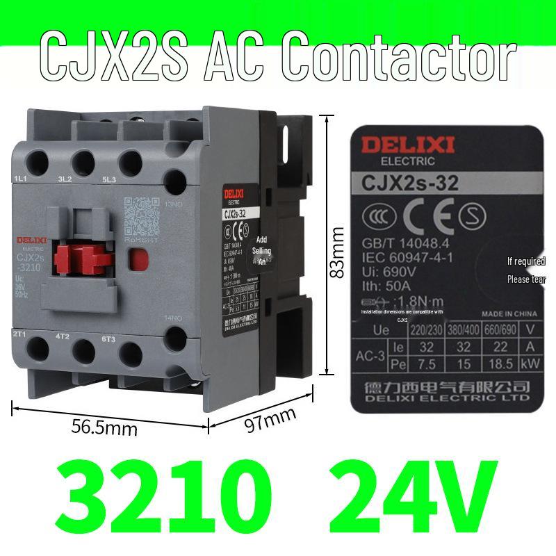 DELIXI CJX2S-3210/3201/3211 AC Contactor (220V/380V/110V/24V/36V)