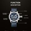 NAVIFORCE Original Men Quartz Watch Chronograph Mini Dial Calendar Date Leather Strap Luminous Hands 30m Waterproof Men Watch Gift NF8077