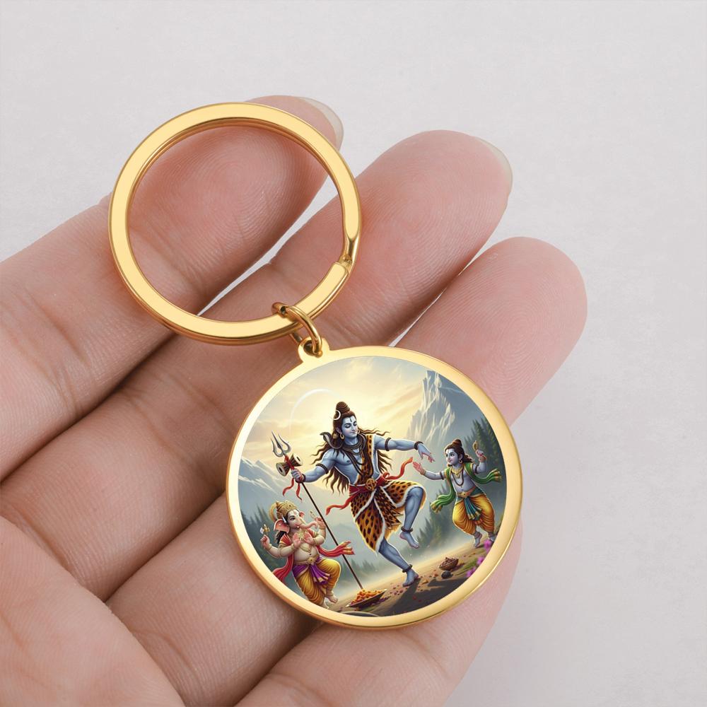 Dawapara Hindu-Gott Amulett Herr Ganesha Schlüsselanhänger Shiva Parvati Anhänger UV-graviert Spirituelles Geschenk Edelstahl Yoga Schmuck