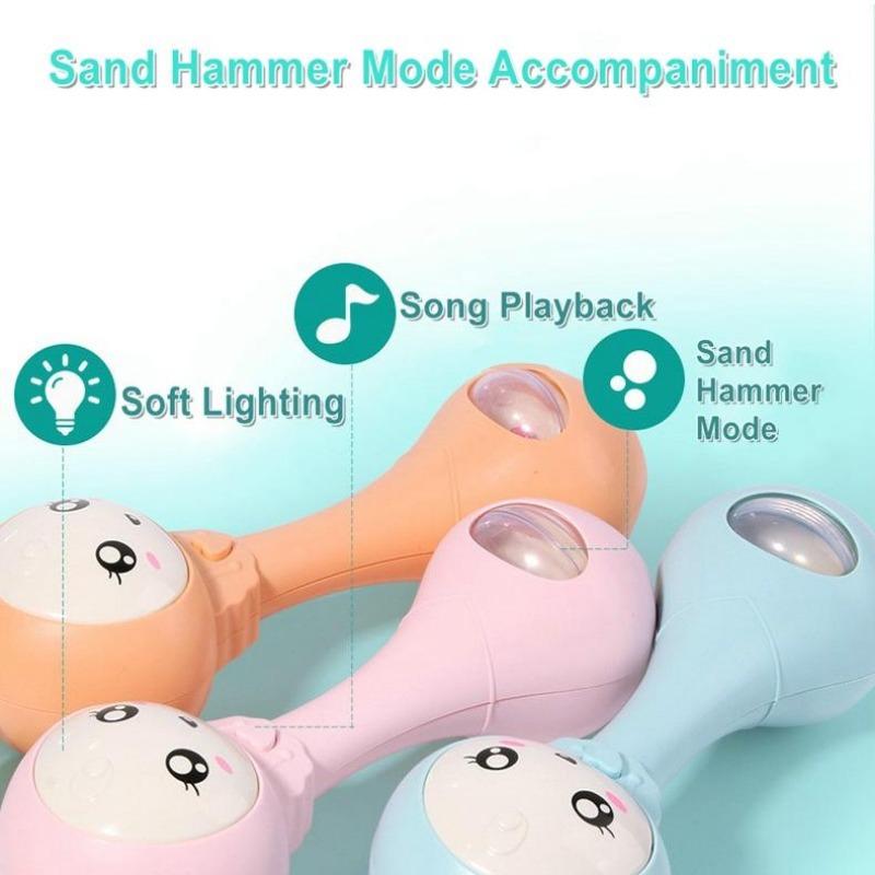 Muzyka dla dzieci migające grzechotki królik gryzak ręczne dzwonki mobilne niemowlę Stop płacz łzy grzechotki noworodka wczesna zabawka edukacyjna 18M MYY