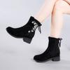 Women's Autumn Winter High Top Embroidered Boots Block Heel Round Toe Ethnic Style Modern Boots Soft Soft Zippers Ankle Boots
