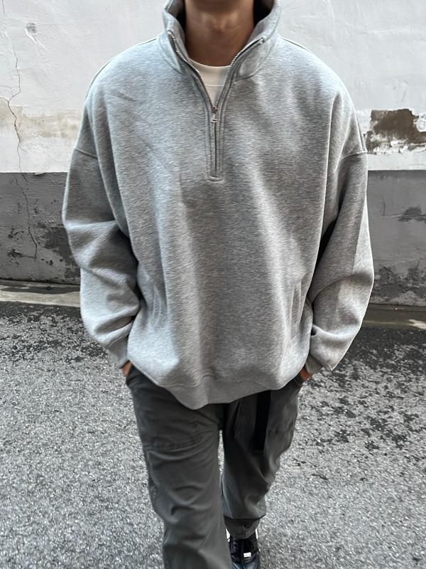 Men's Trendy American Stand-Up Collar Half-Zip Sweatshirt: Heavyweight, Loose-Fit, Casual, Versatile Jacket for Spring & Autumn