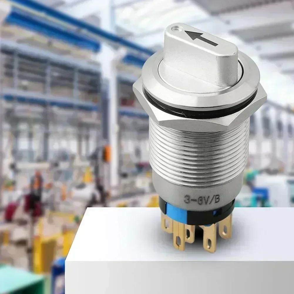 19mm 2 3 Position Metal Selector Rotary Switch Latching Push Button Switch SPDT With 12V LED Illuminated Switch 1NO1NC ON OFF