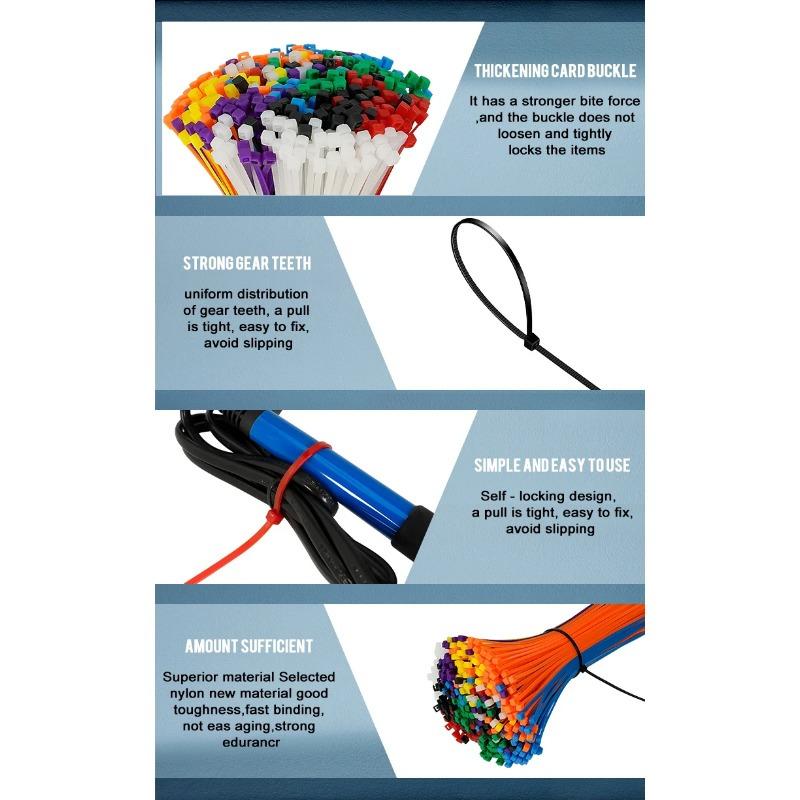 2.5×200mm Size 100Pcs/Bag Multicolor Slef-Locking Nylon Cable Tie Quickly Bundle Plastice Loop Wire Wrap Zip ties