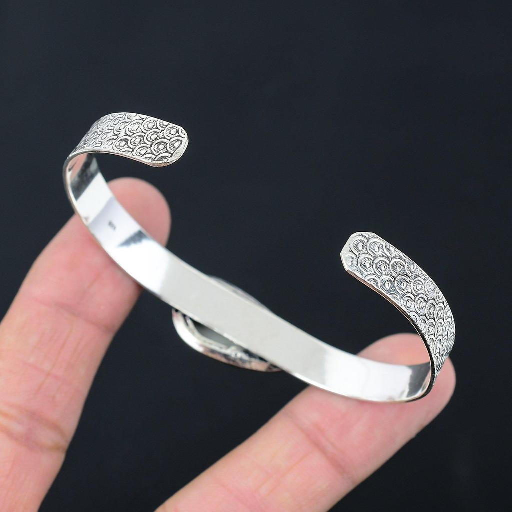 Prata de Lei Trilhão Jaspe Maligano Natural Irmã Feito à Mão Bracelete de Casamento