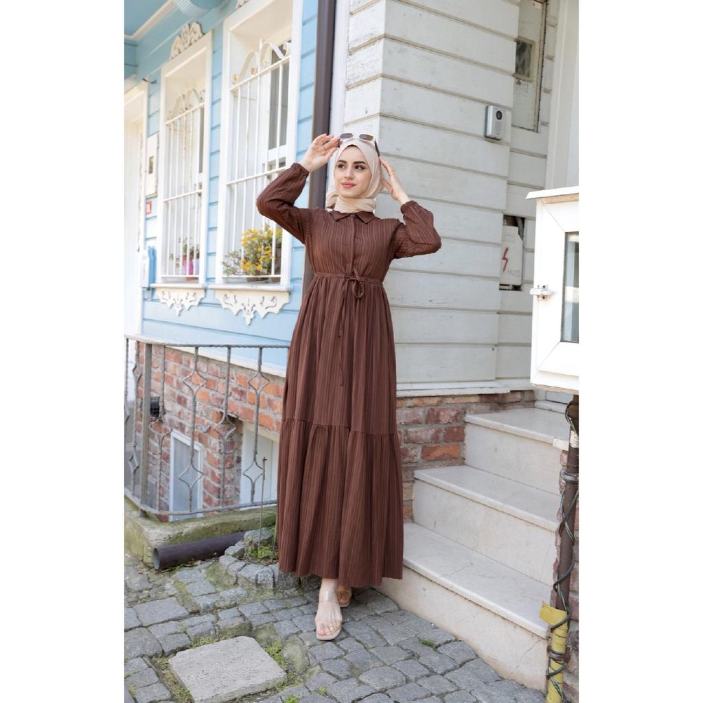 Asian Waist Tied Hijab Dress