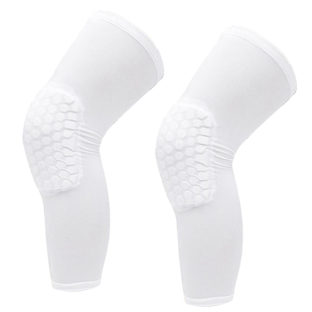 2PCS Knee Brace Unisex Lengthened Honeycomb Anti Collision Compression Knee Sleeve for Basketball White L For