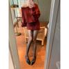 Sheepskin version of Hepburn dinner pointed bow light mouth flat Mary Jane single shoes women's banquet shoes