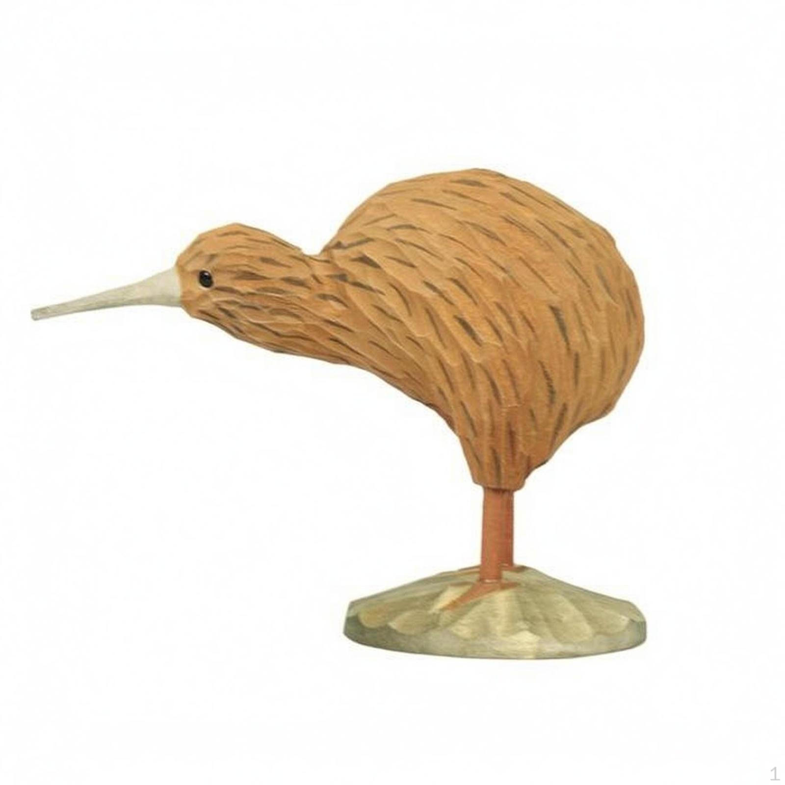 Wooden Bird Figurine Faceted Figurines Oval Base Kiwi Kiwi Bird
