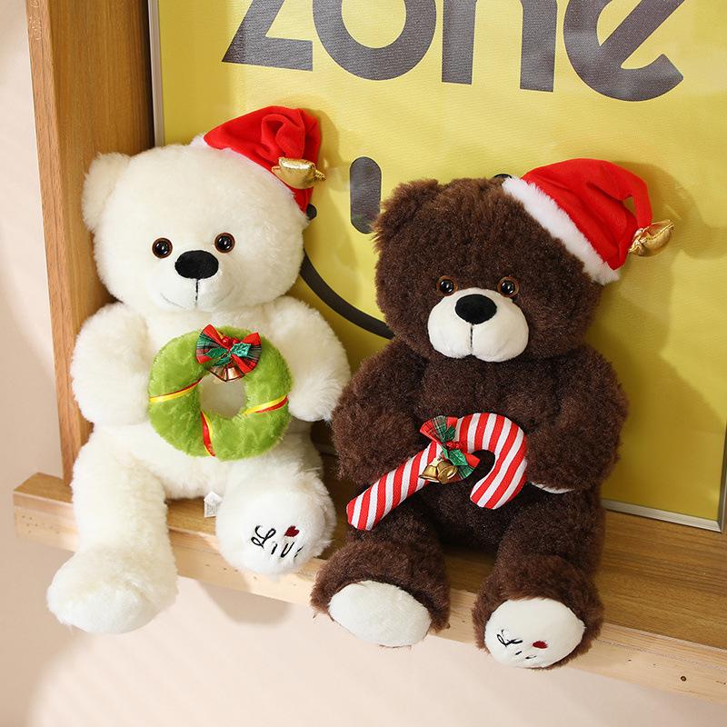 Cute Christmas Hat Teddy Bear Doll Plush Toy Bear Hug Bear Doll Children's Rag Doll Christmas Gift