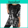 Grote Maat Dames Asymmetrische Bloemenprint Korte Mouw Tuniek Blouse Voor Zomer Comfort