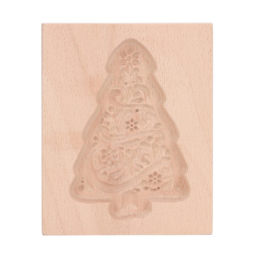 Carved Wooden Cookies Cutter Mold Kitchen Gingerbread Biscuit Press Stamp Embossing Mould Christmas Tree Shape