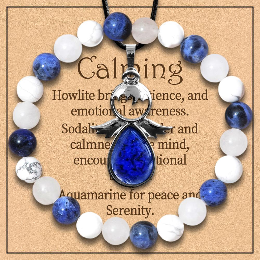 2 Piece Stylish Jewelry Set, Balancing Mood Bracelet Sodalite and Aquamarine Beaded Bracelet for Any Occasion