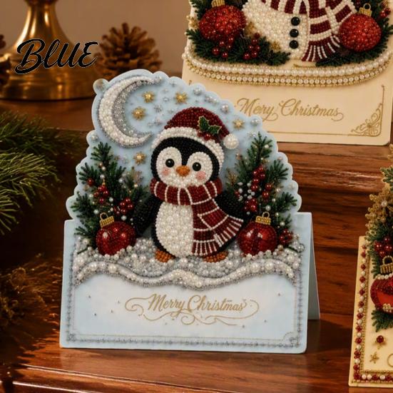 Faux Pearl Art Handmade Xmas Kit 3D Kit DIY Christmas Card Pop-Up Snowman Projects Santa