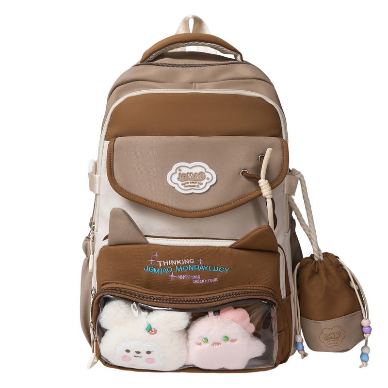 Schoolbag Wholesale Cute Cat Junior High School Large Capacity Schoolbag Female High Value Student Backpack College Style Girl Pain Bag