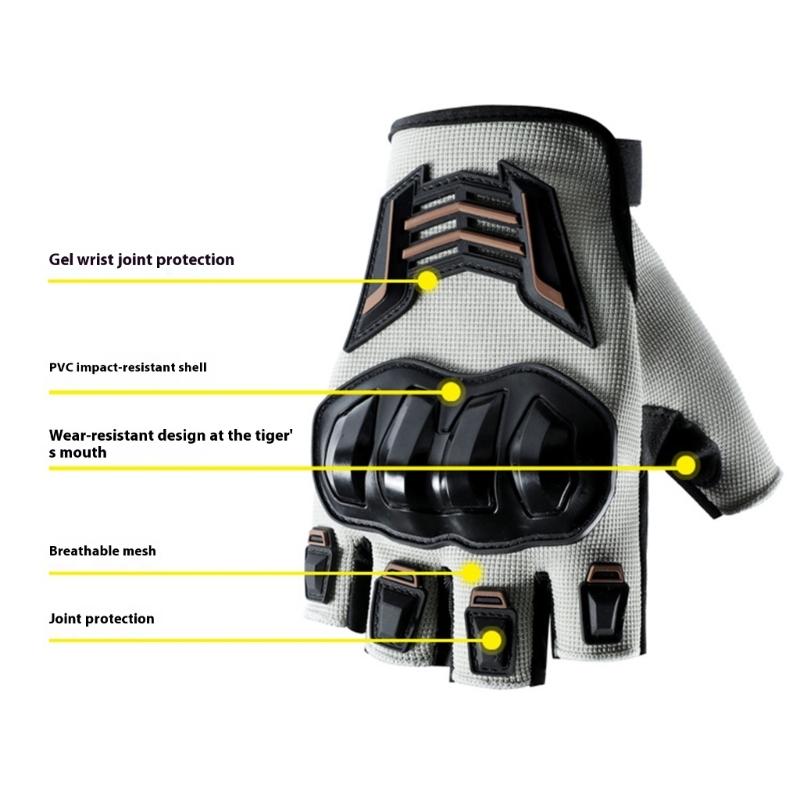 Breathable Half Finger Motorcycle Gloves With Antislip And Protective Padding for Safe Cycling