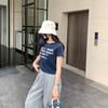 Women's Korean Style Slim Fit Letter Print Short Sleeve Crop Top
