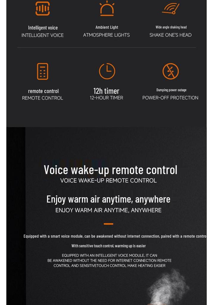 Smart Voice-Controlled PTC Heater & Humidifier with Simulated Flame