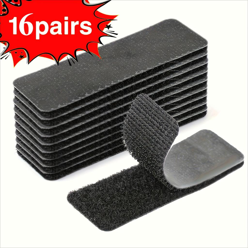 16pairs Heavy Duty Carpet Fixing Tape, Double Sided Adhesive Hook and Loop, Strong Hold Removable No Residue for Rugs Mats