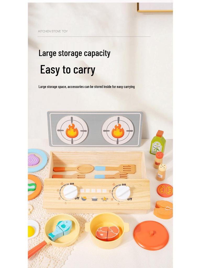 Wooden Pretend Play Cooking Set: Fruits, Vegetables, Meats & Cutlery Toy