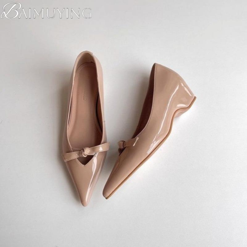 Pointed Toe Women Heeled Sandals Bow Loafers Mary Jane Shoes Shallow 2025 Brand Summer Elegant Comfort Dress Zapatillas De Mujer