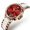 OLEVS Damen Mechanische Automatische Niedliche Damenuhr Keramik Roségold Datum Kristall Rot Damenuhr